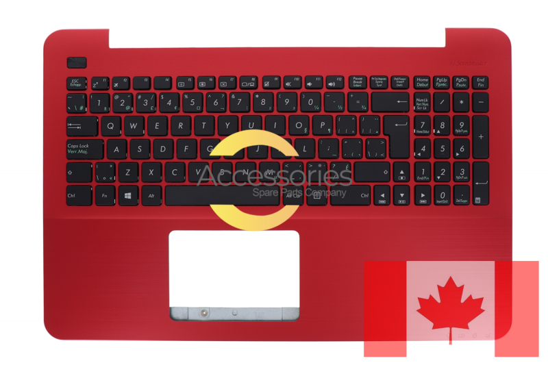 Clavier rouge QWERTY Canadien de PC portable Asus