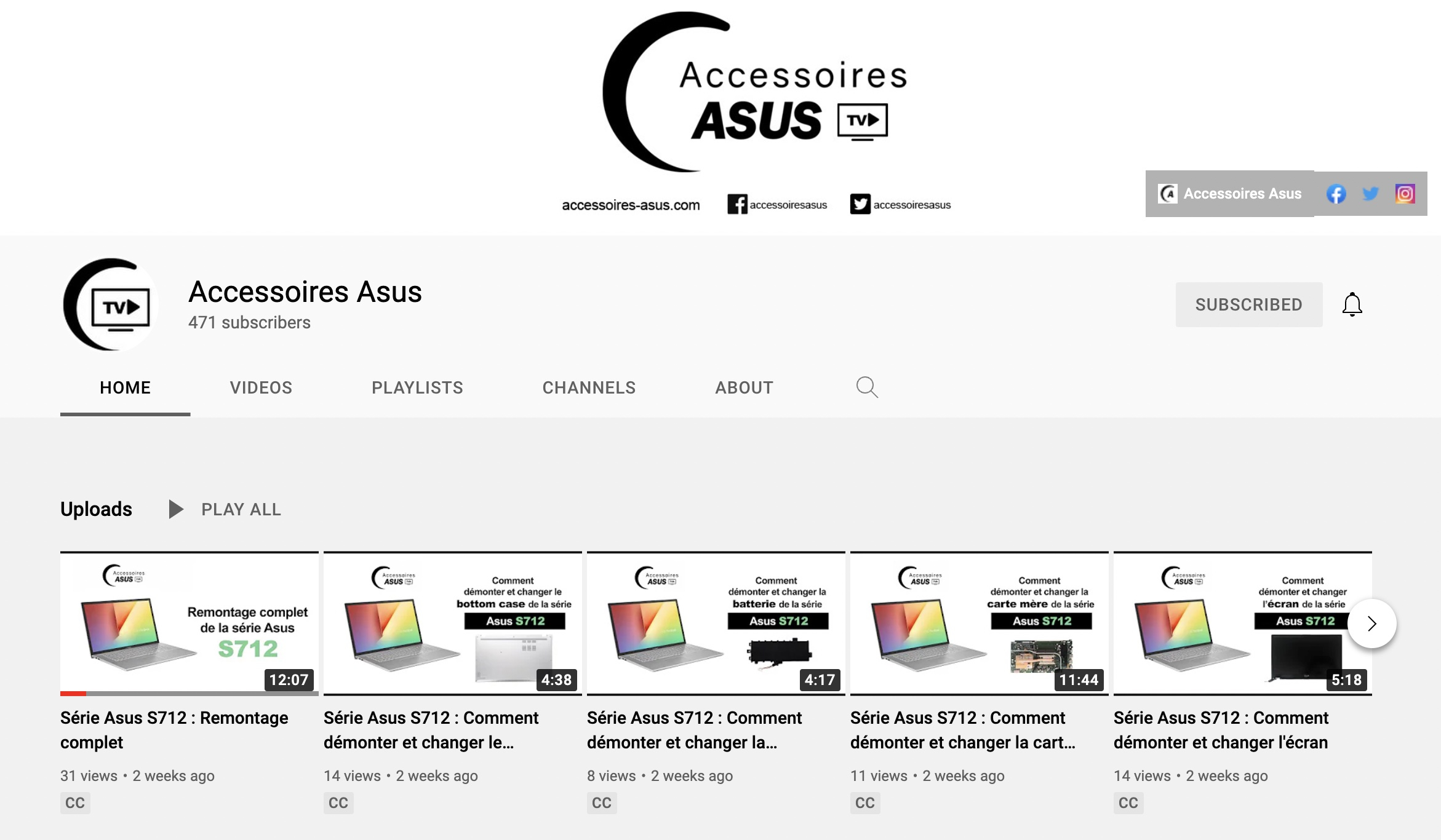 Asus parts replacement tutorials YouTube page 